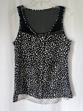 Express Black and White Polka Dot Sleeveless Tank